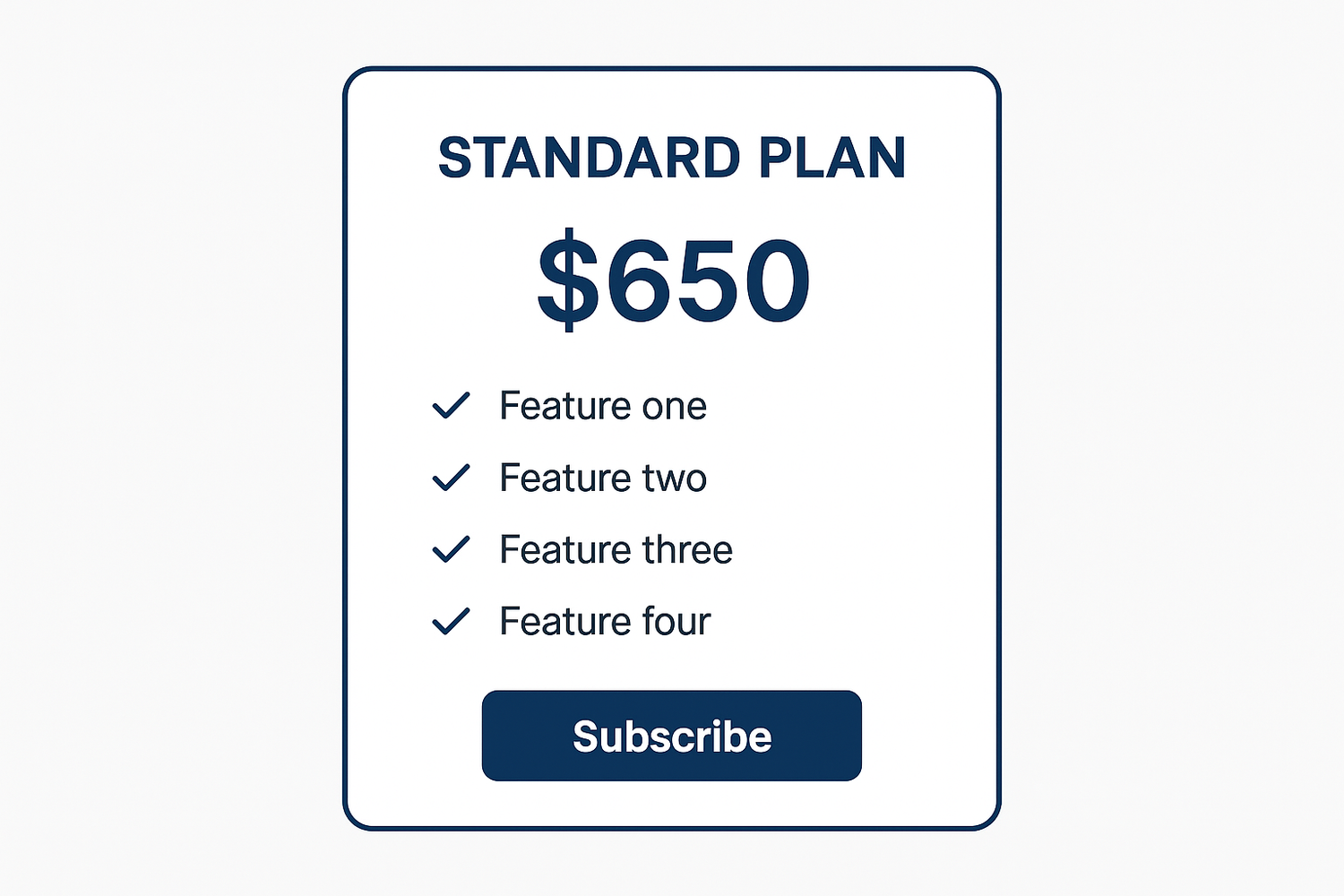 a standard plan and the price being 650